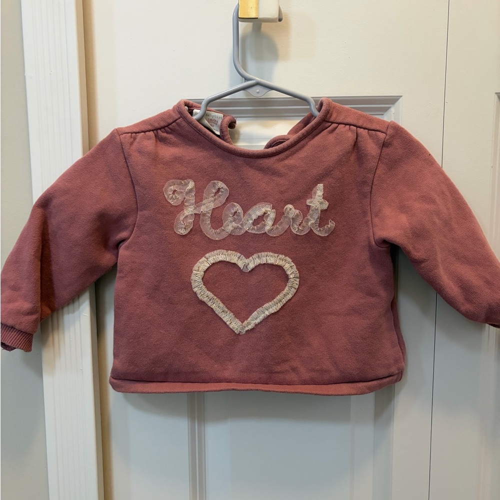 Zara Mauve Pink Heart crop Sweatshirt